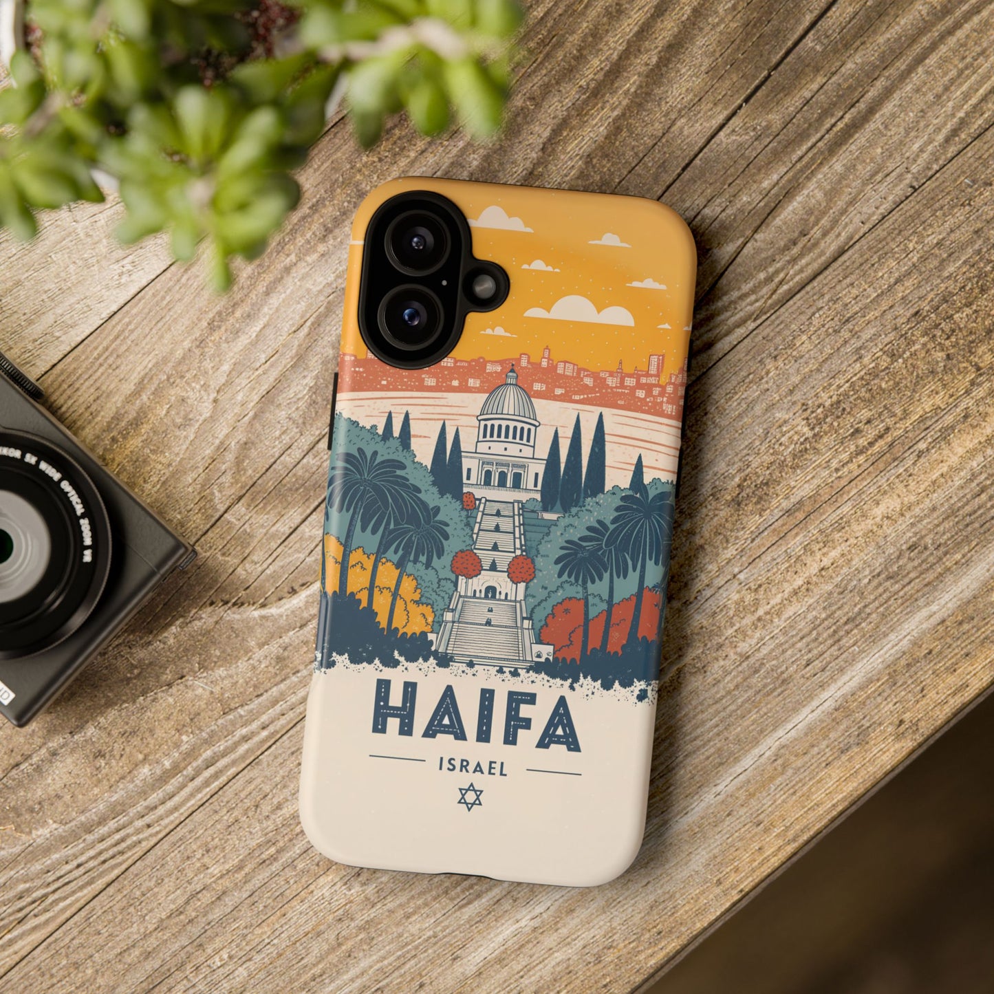 Haifa – Retro Hage og Skyline Mobildeksel