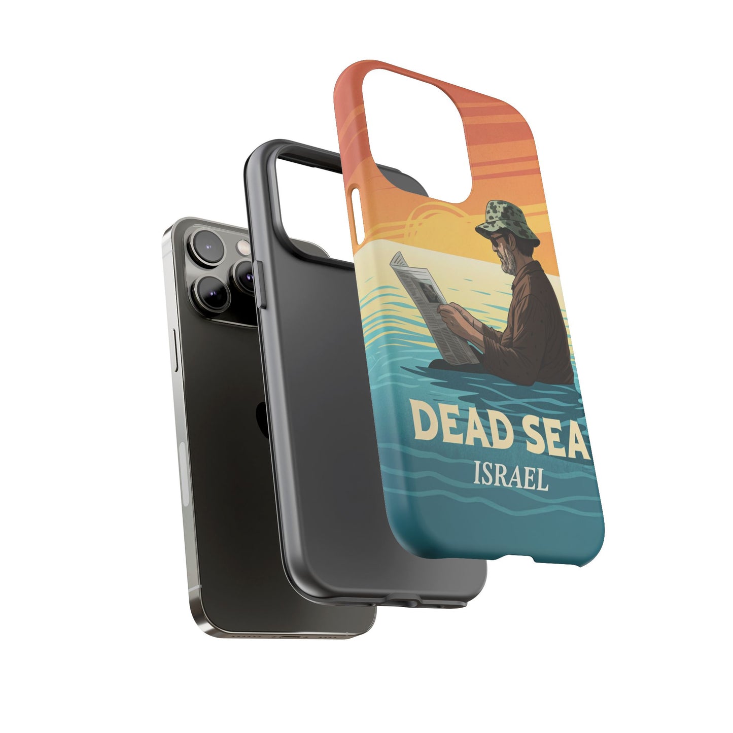 Dødehavet – Solnedgang og Flytende Mann Mobildeksel