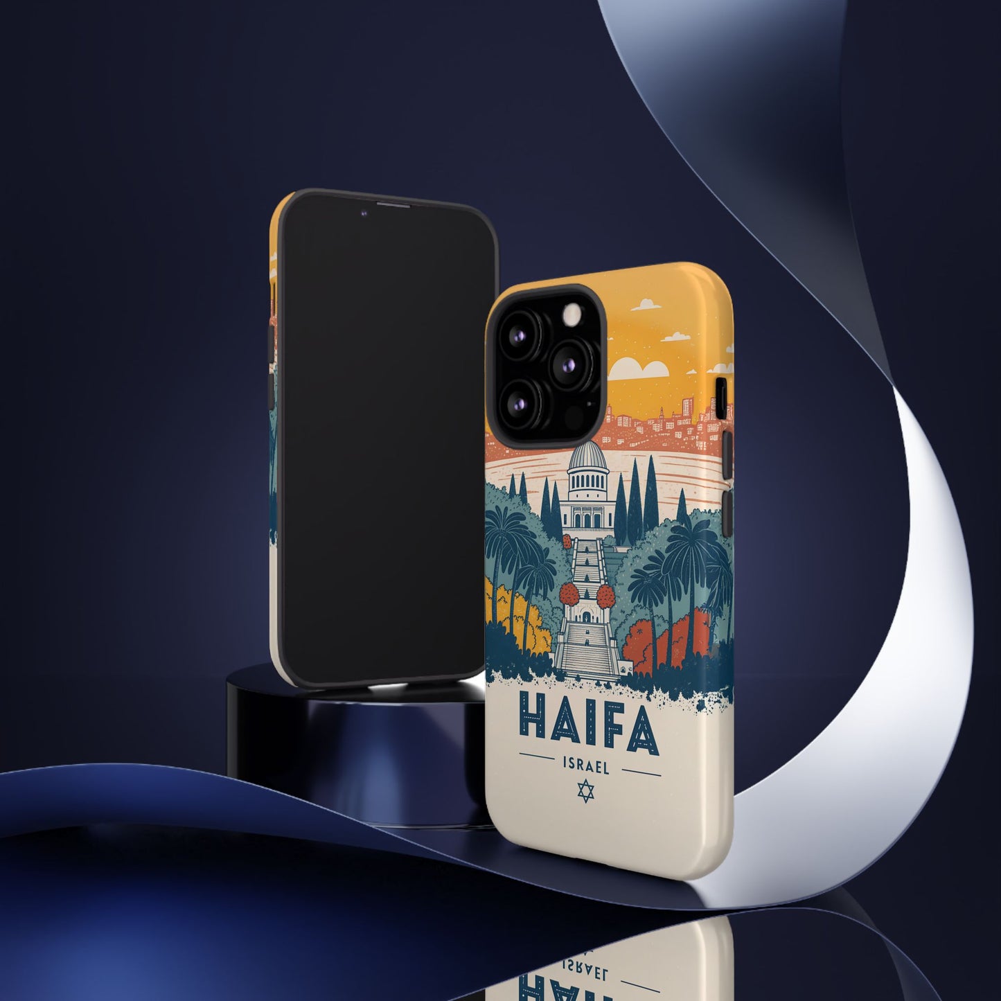 Haifa – Retro Hage og Skyline Mobildeksel