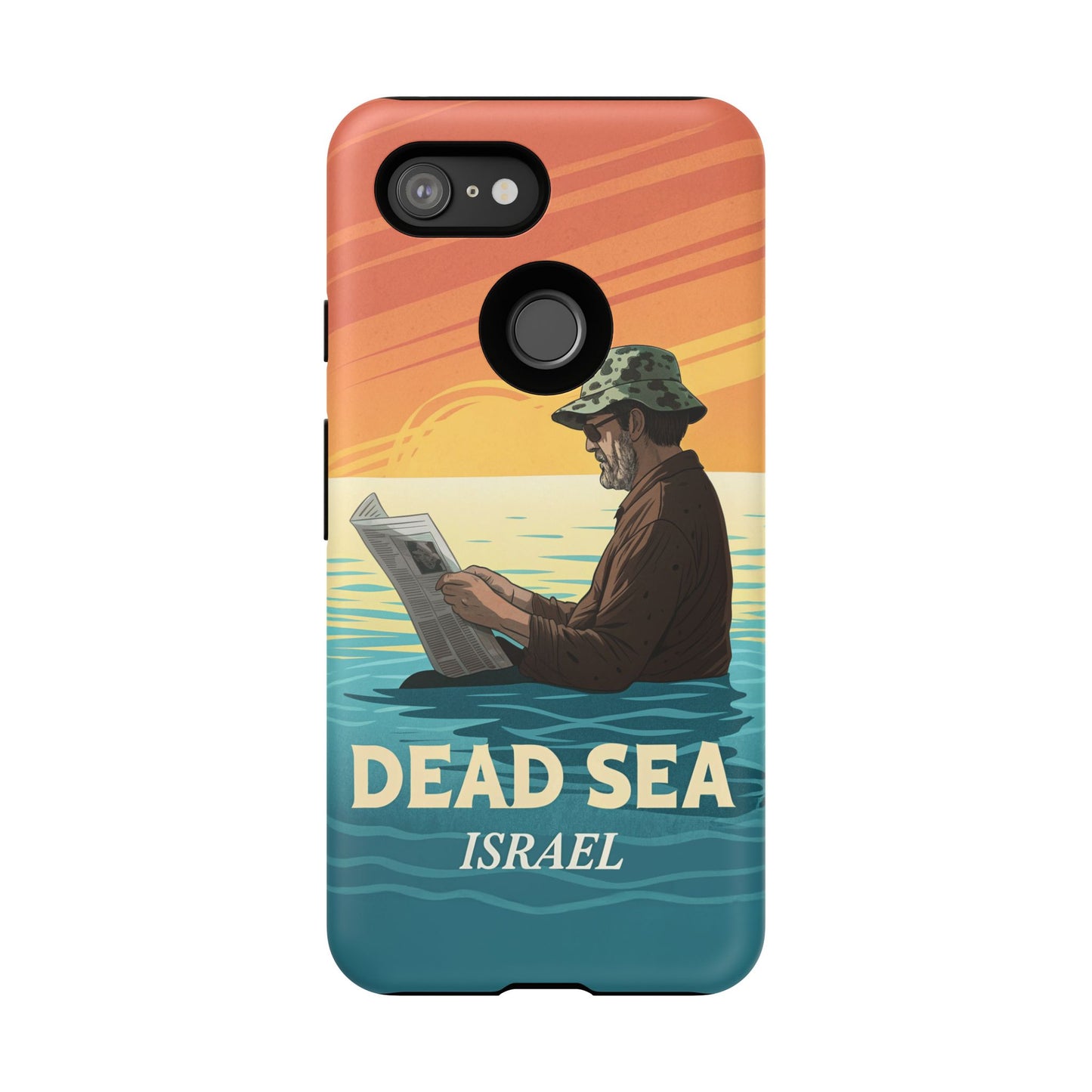 Dødehavet – Solnedgang og Flytende Mann Mobildeksel