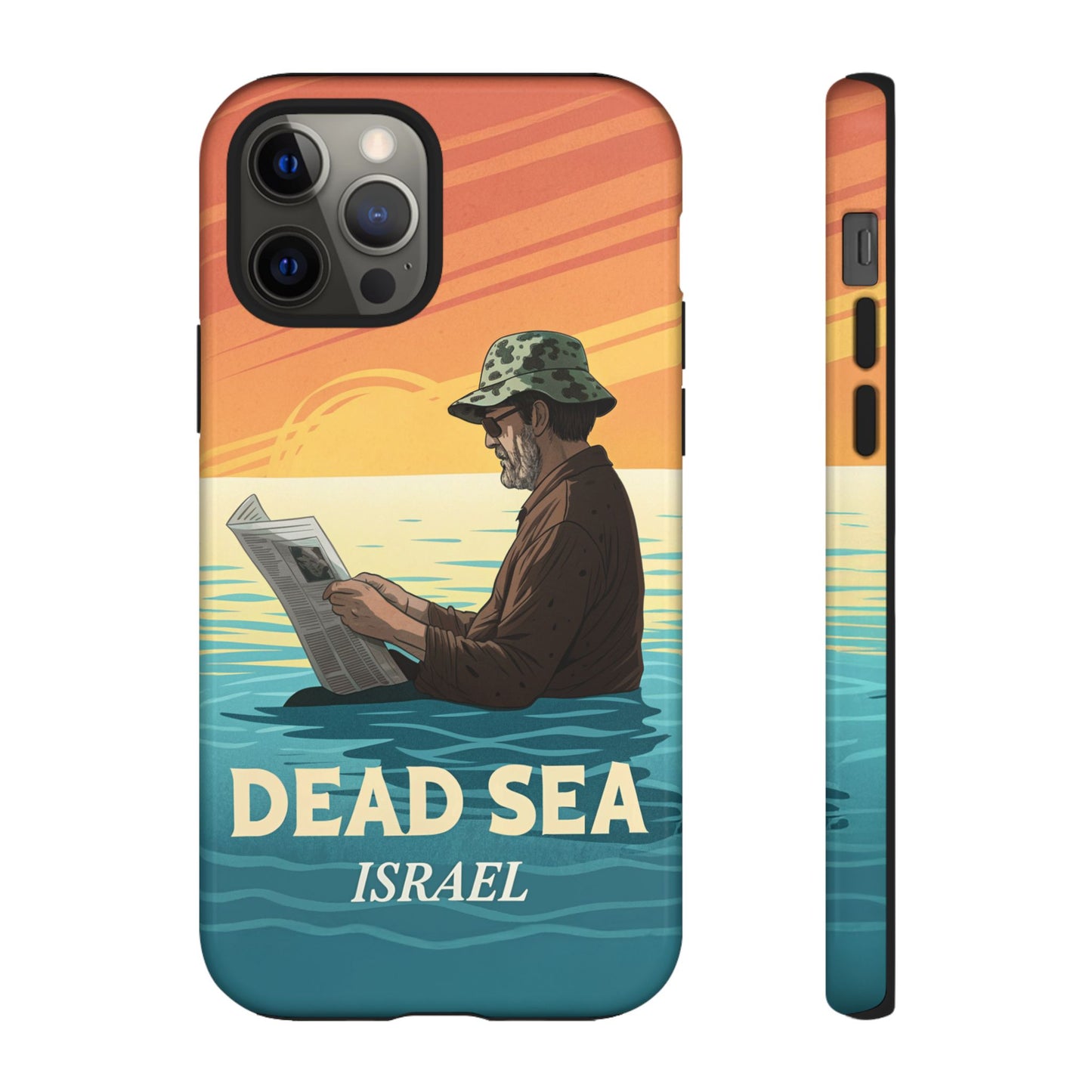 Dødehavet – Solnedgang og Flytende Mann Mobildeksel