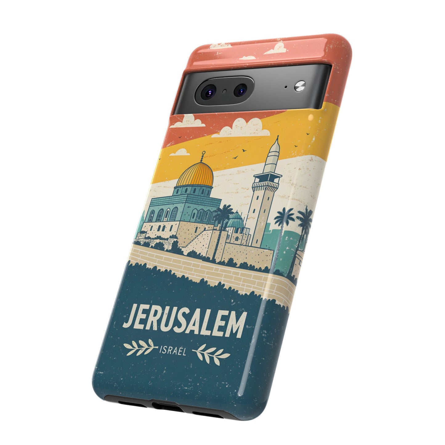 Jerusalem Retro Skyline – Israel Mobildeksel