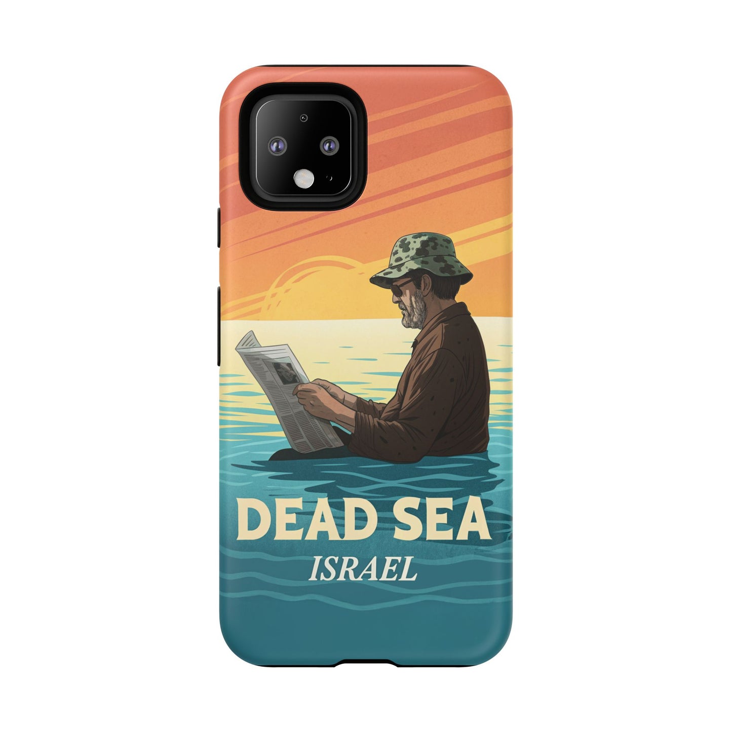 Dødehavet – Solnedgang og Flytende Mann Mobildeksel