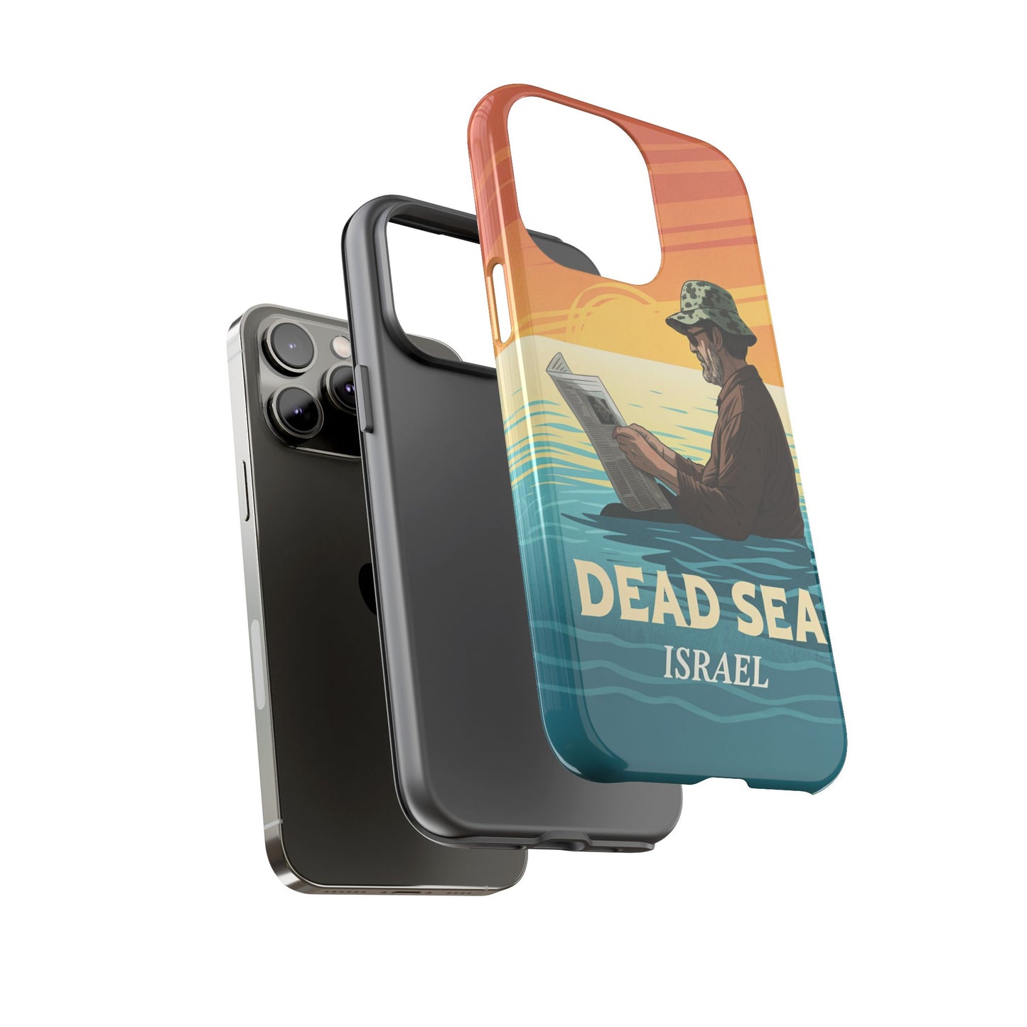 Dødehavet – Solnedgang og Flytende Mann Mobildeksel