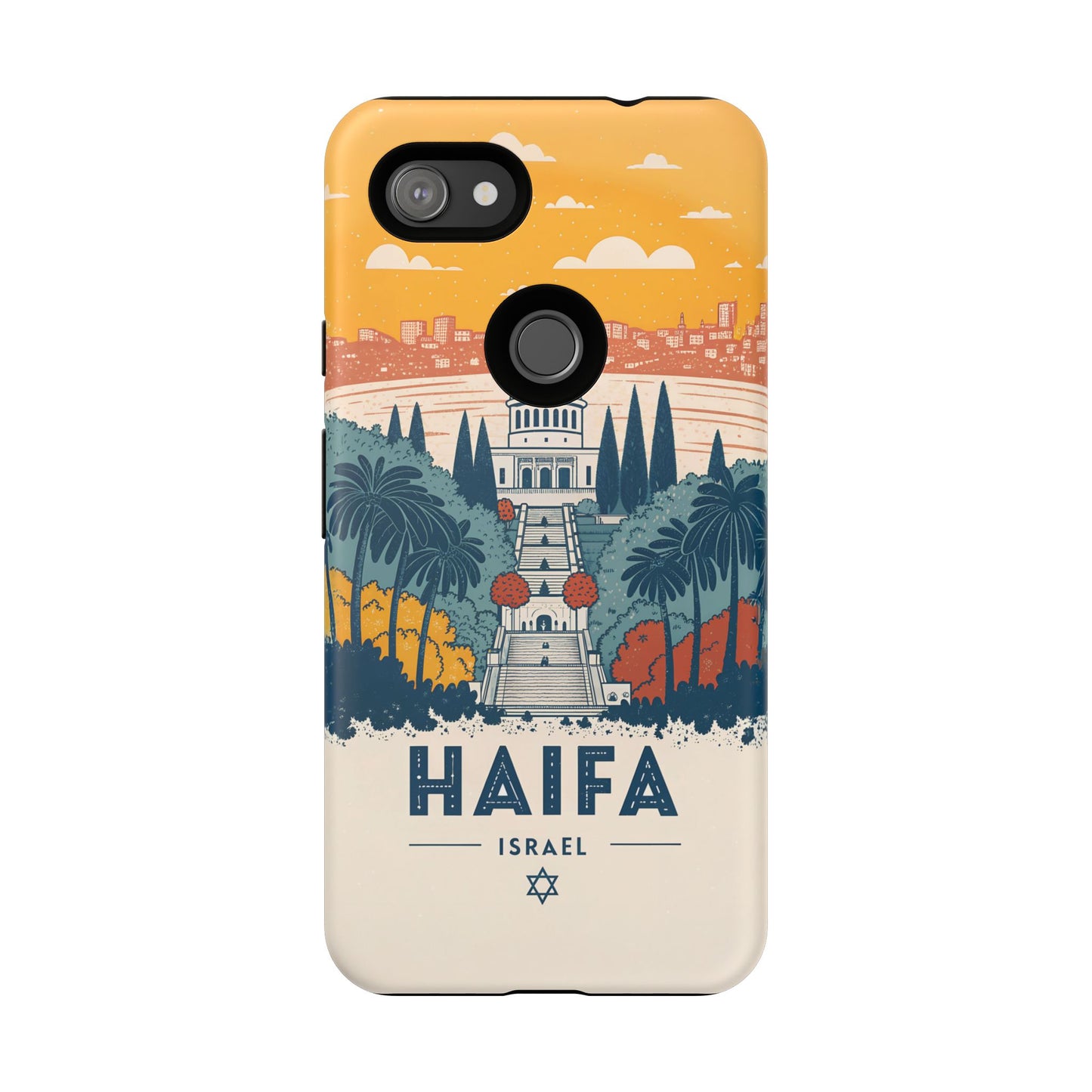 Haifa – Retro Hage og Skyline Mobildeksel