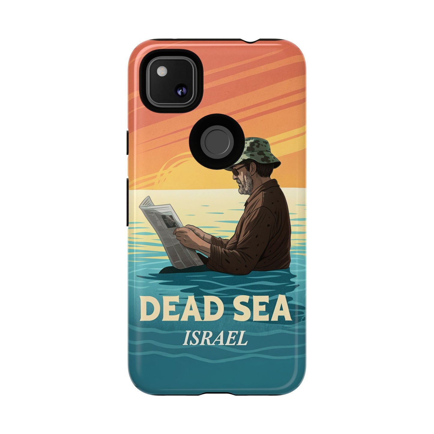 Dødehavet – Solnedgang og Flytende Mann Mobildeksel