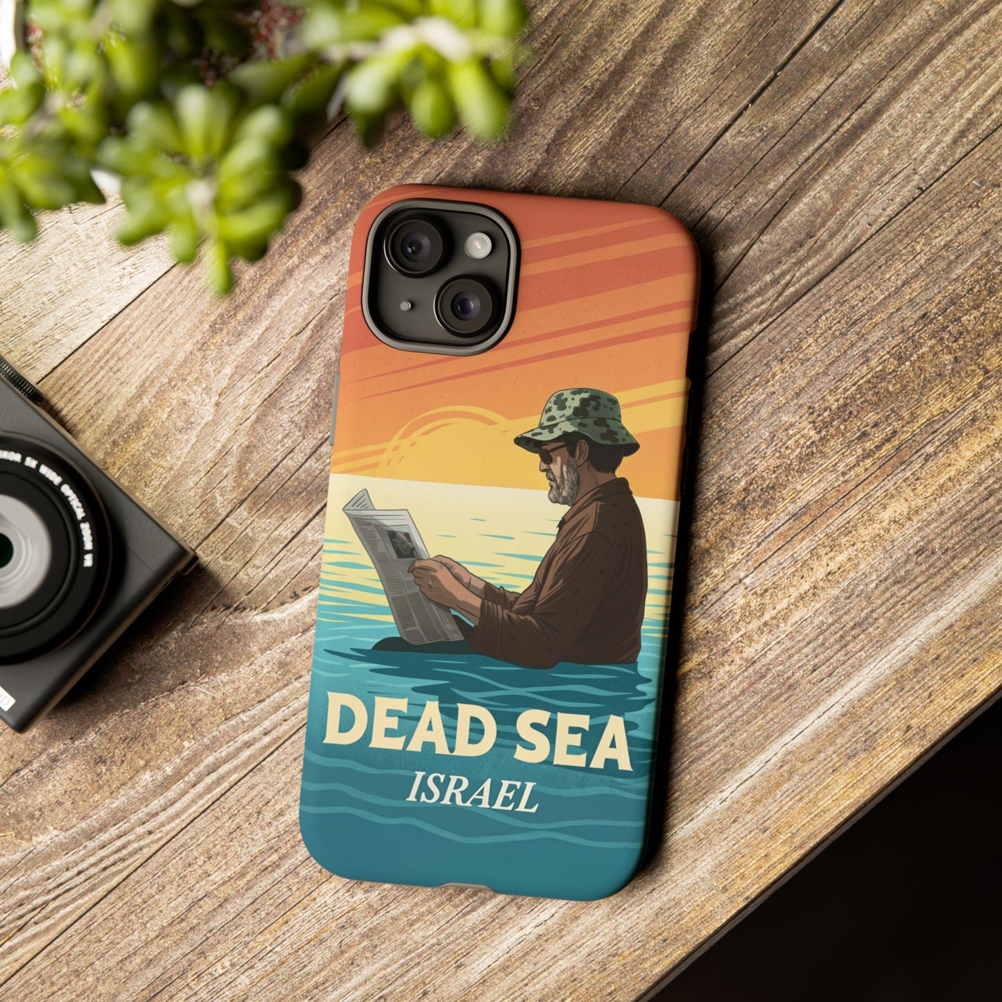 Dødehavet – Solnedgang og Flytende Mann Mobildeksel
