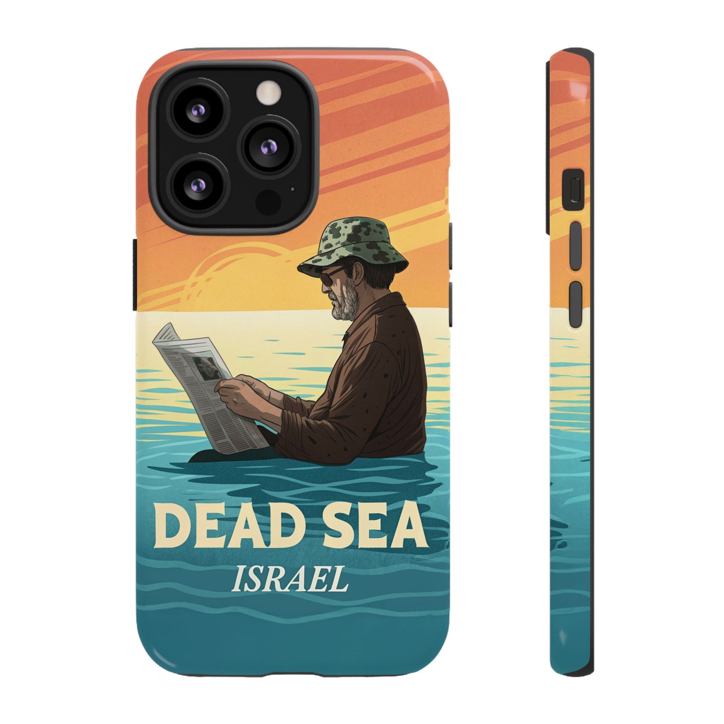 Dødehavet – Solnedgang og Flytende Mann Mobildeksel