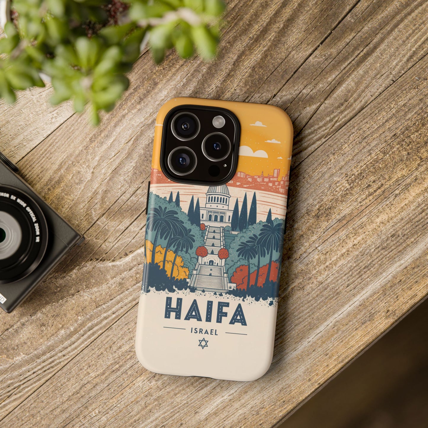Haifa – Retro Hage og Skyline Mobildeksel