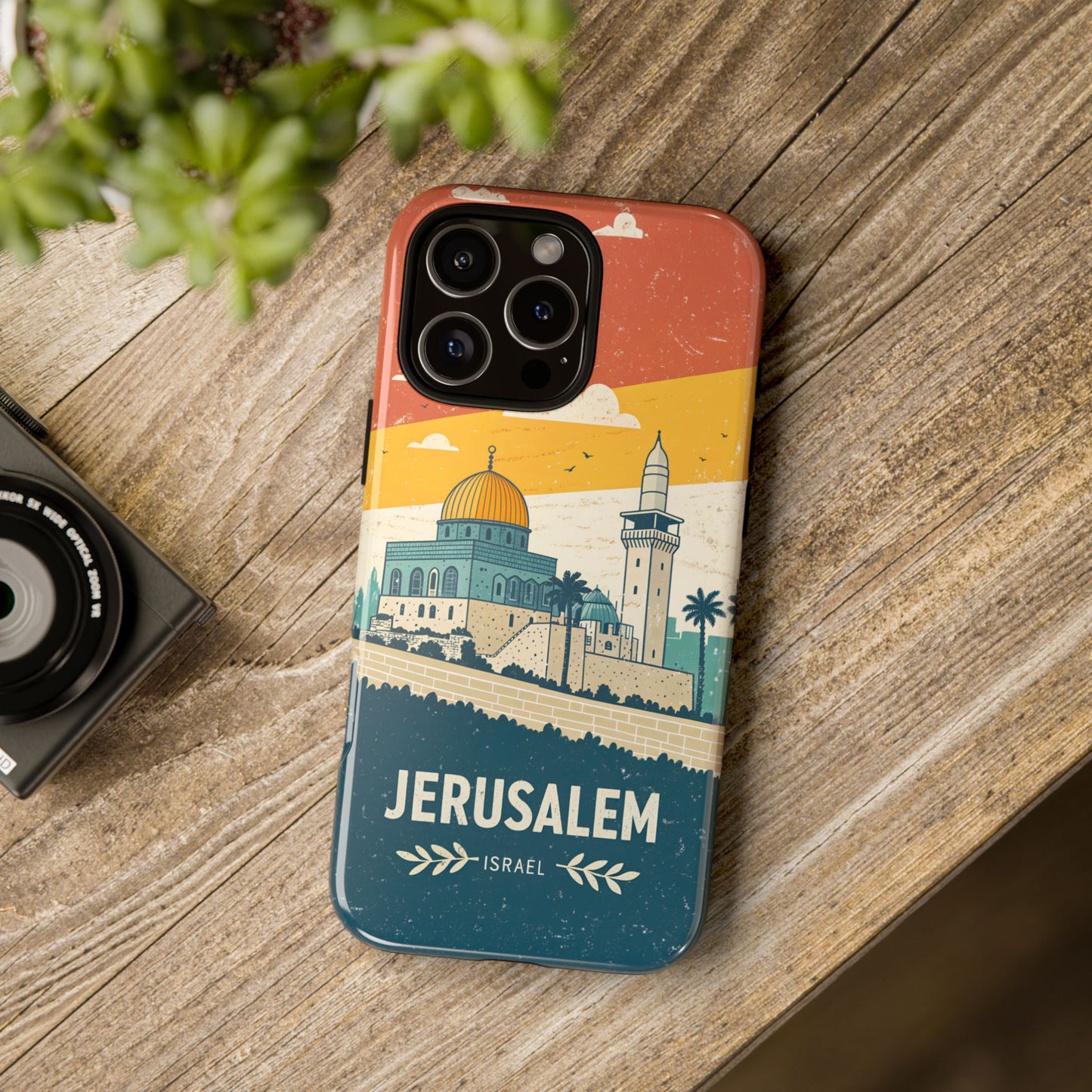 Jerusalem Retro Skyline – Israel Mobildeksel