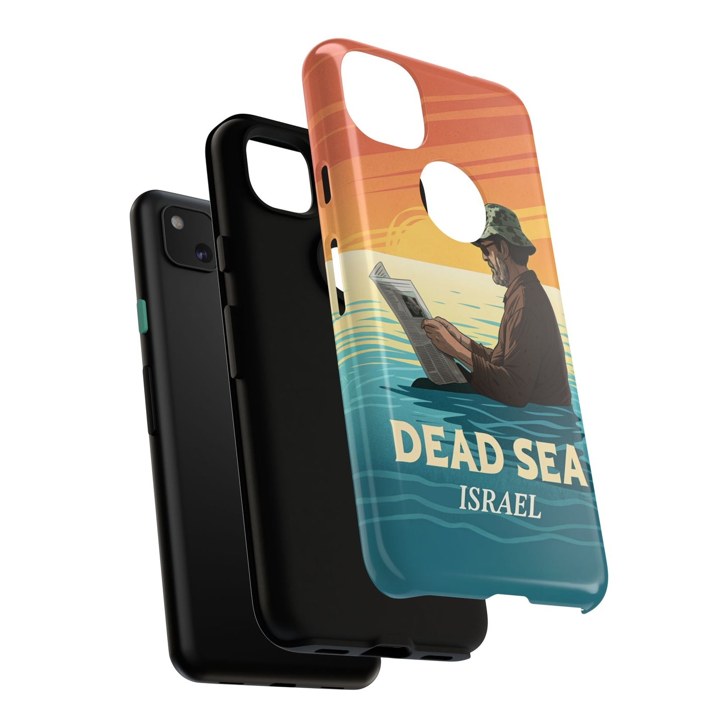 Dødehavet – Solnedgang og Flytende Mann Mobildeksel