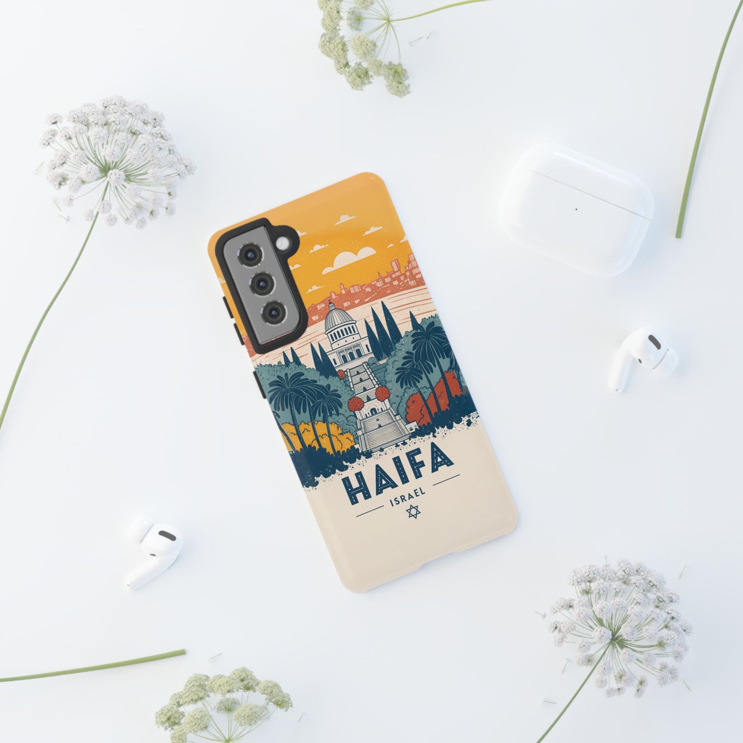 Haifa – Retro Hage og Skyline Mobildeksel