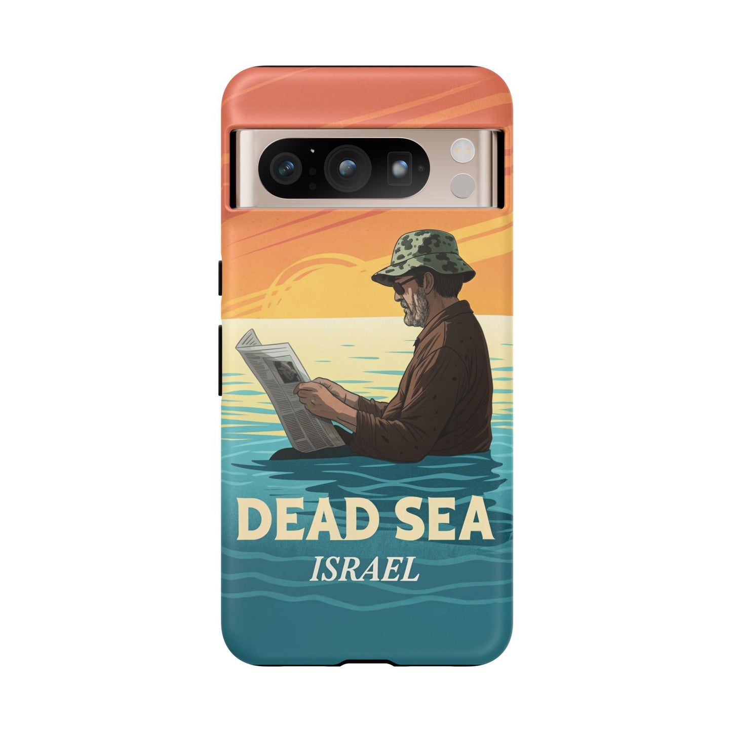 Dødehavet – Solnedgang og Flytende Mann Mobildeksel