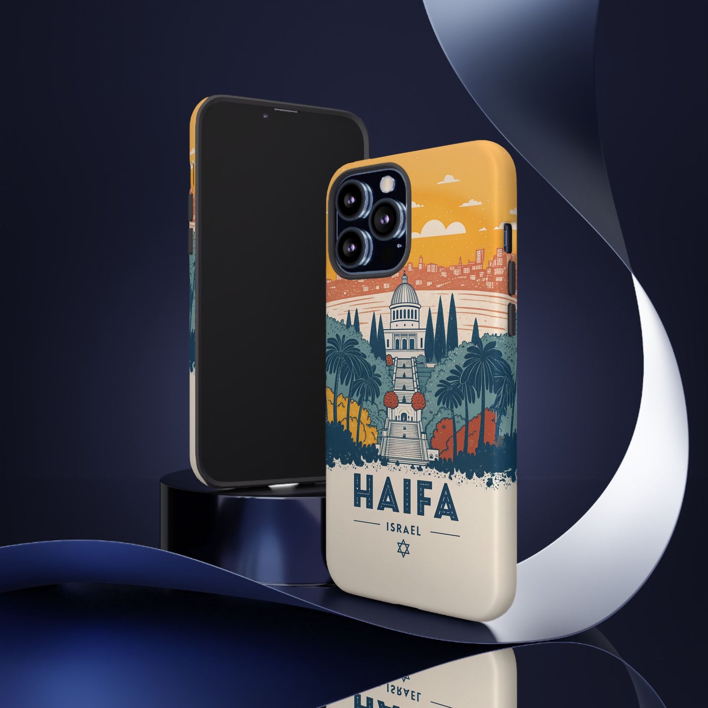 Haifa – Retro Hage og Skyline Mobildeksel