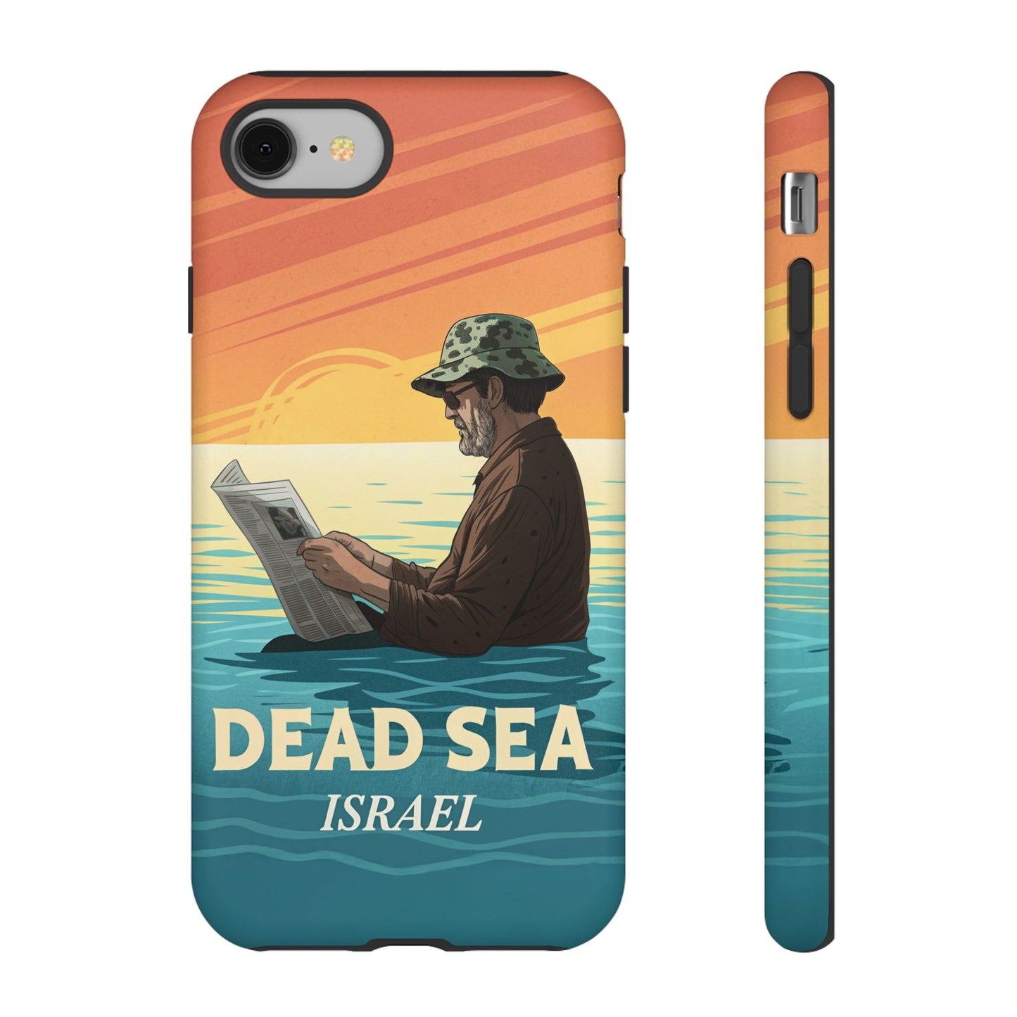 Dødehavet – Solnedgang og Flytende Mann Mobildeksel