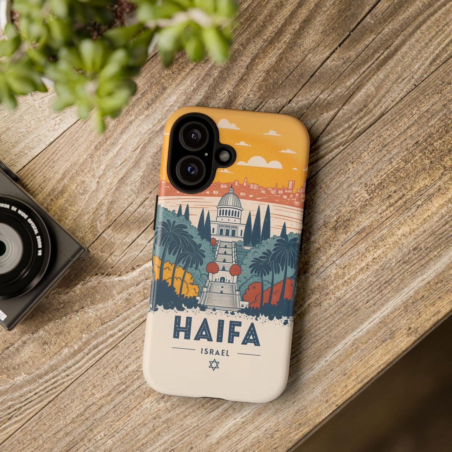 Haifa – Retro Hage og Skyline Mobildeksel