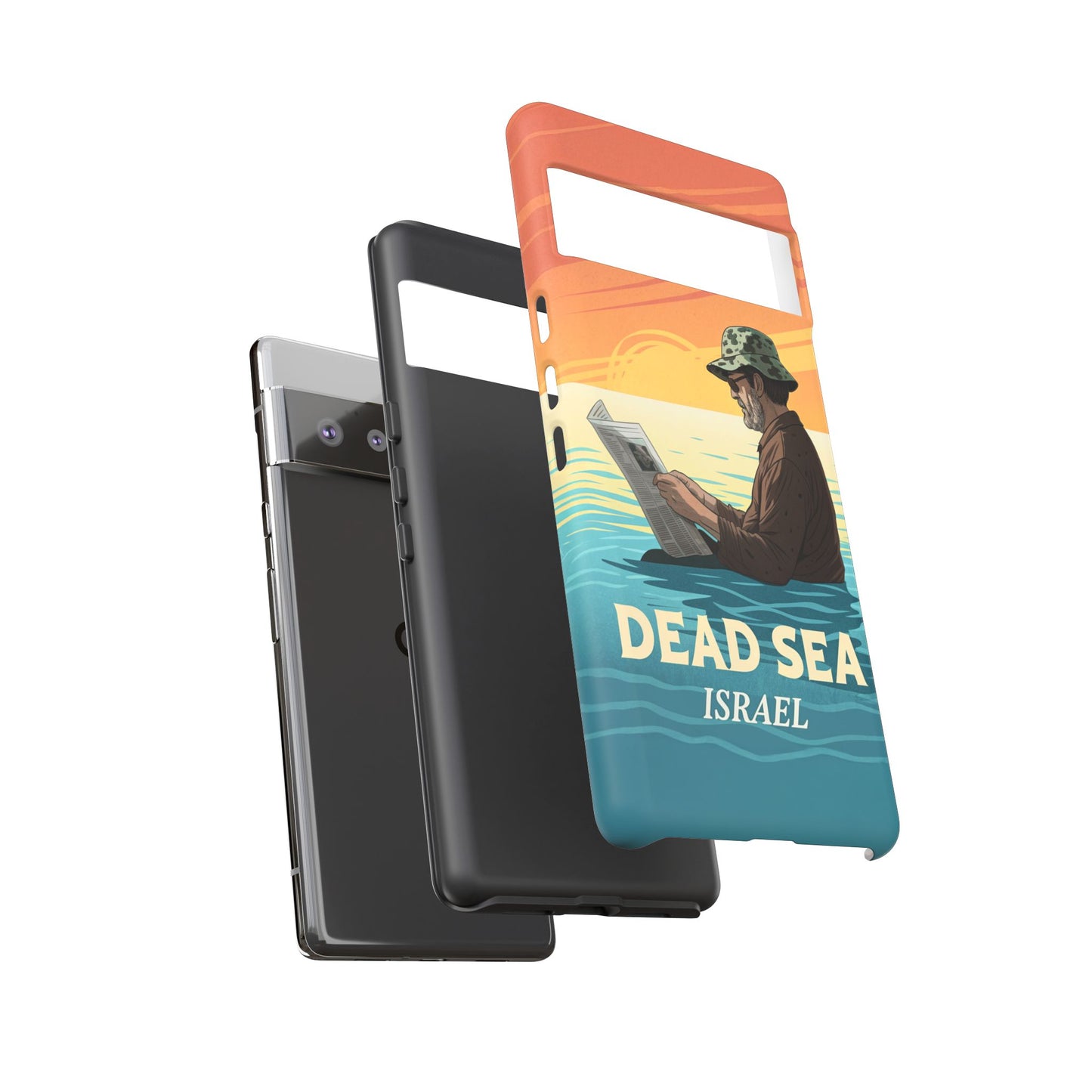 Dødehavet – Solnedgang og Flytende Mann Mobildeksel