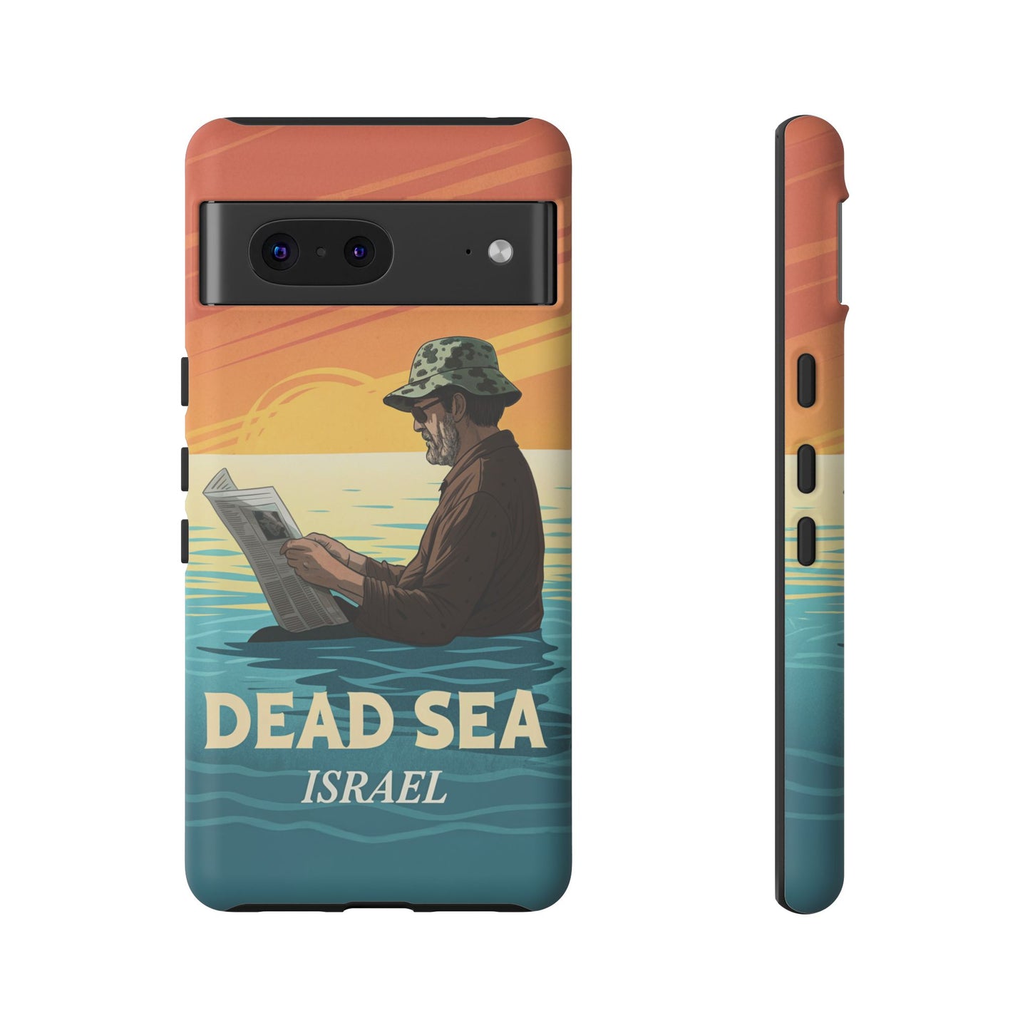 Dødehavet – Solnedgang og Flytende Mann Mobildeksel