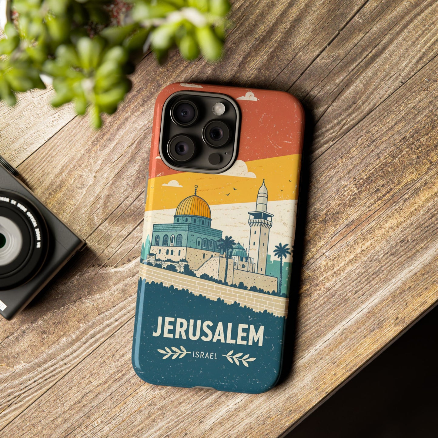 Jerusalem Retro Skyline – Israel Mobildeksel