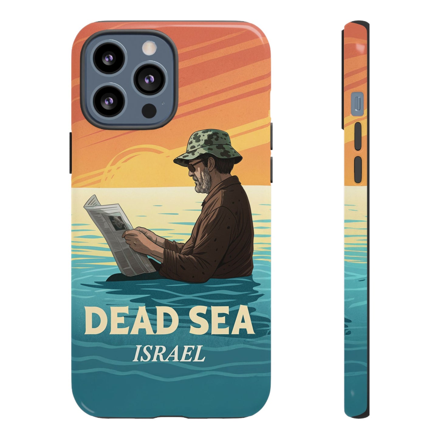 Dødehavet – Solnedgang og Flytende Mann Mobildeksel