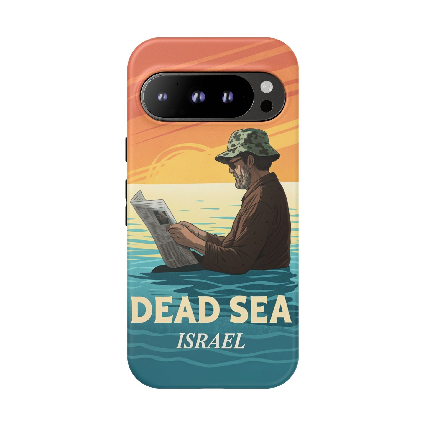 Dødehavet – Solnedgang og Flytende Mann Mobildeksel