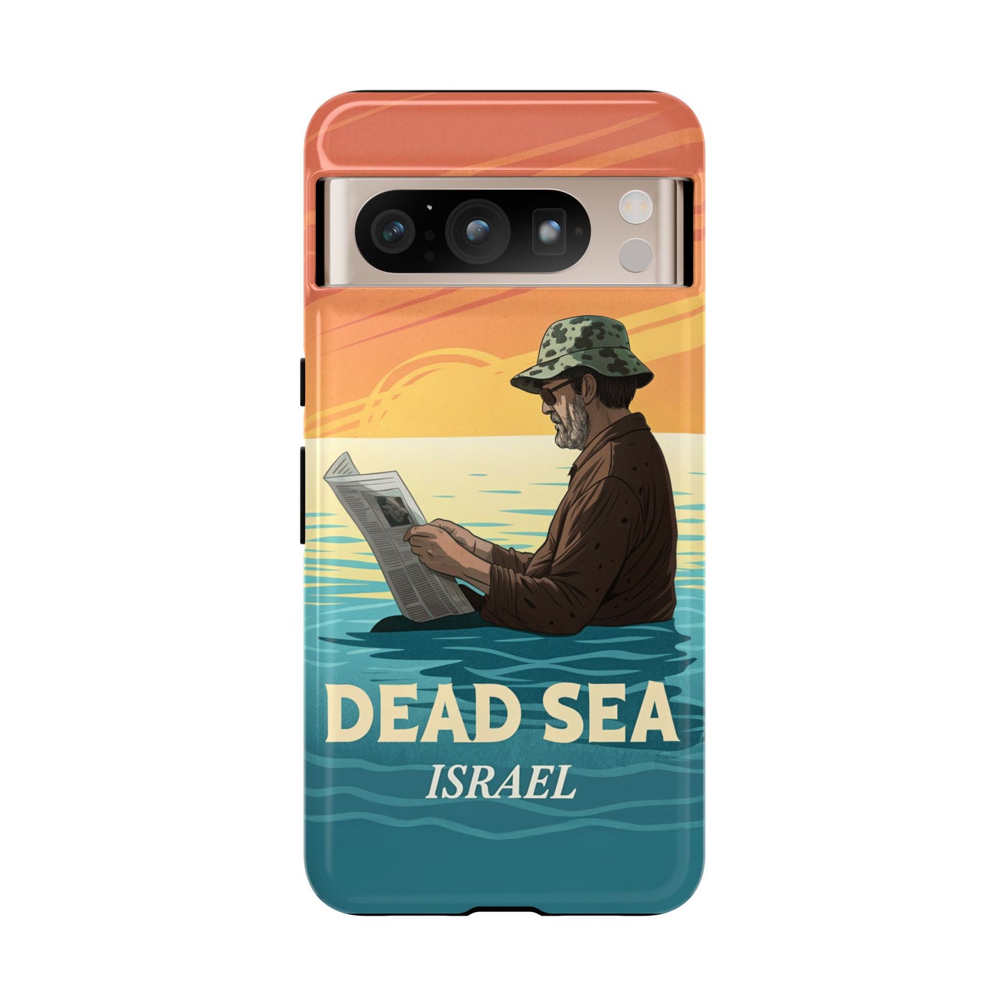 Dødehavet – Solnedgang og Flytende Mann Mobildeksel