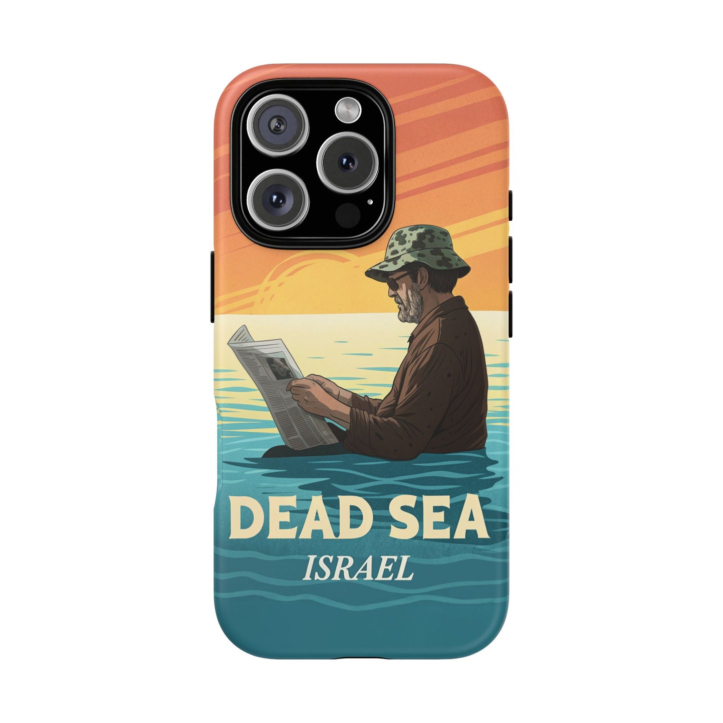 Dødehavet – Solnedgang og Flytende Mann Mobildeksel