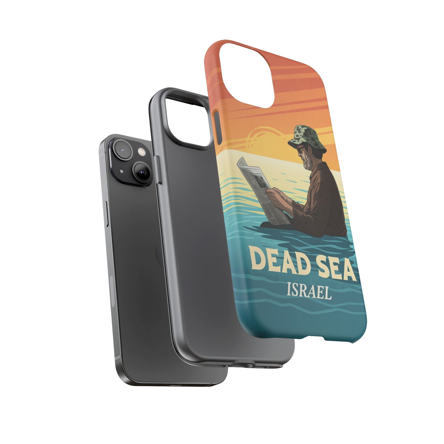 Dødehavet – Solnedgang og Flytende Mann Mobildeksel