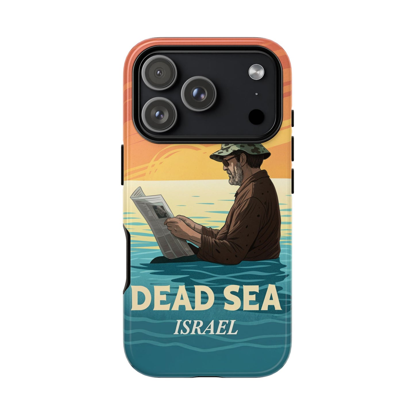 Dødehavet – Solnedgang og Flytende Mann Mobildeksel