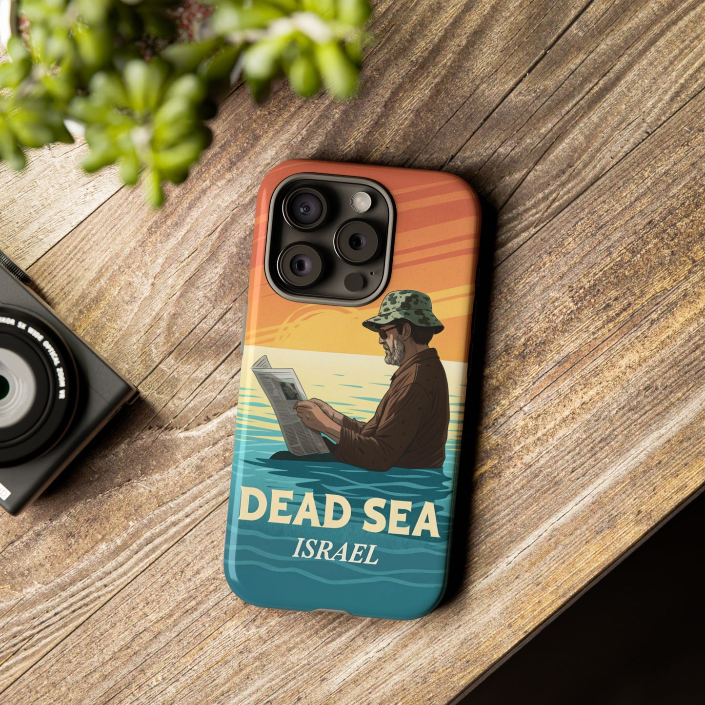 Dødehavet – Solnedgang og Flytende Mann Mobildeksel