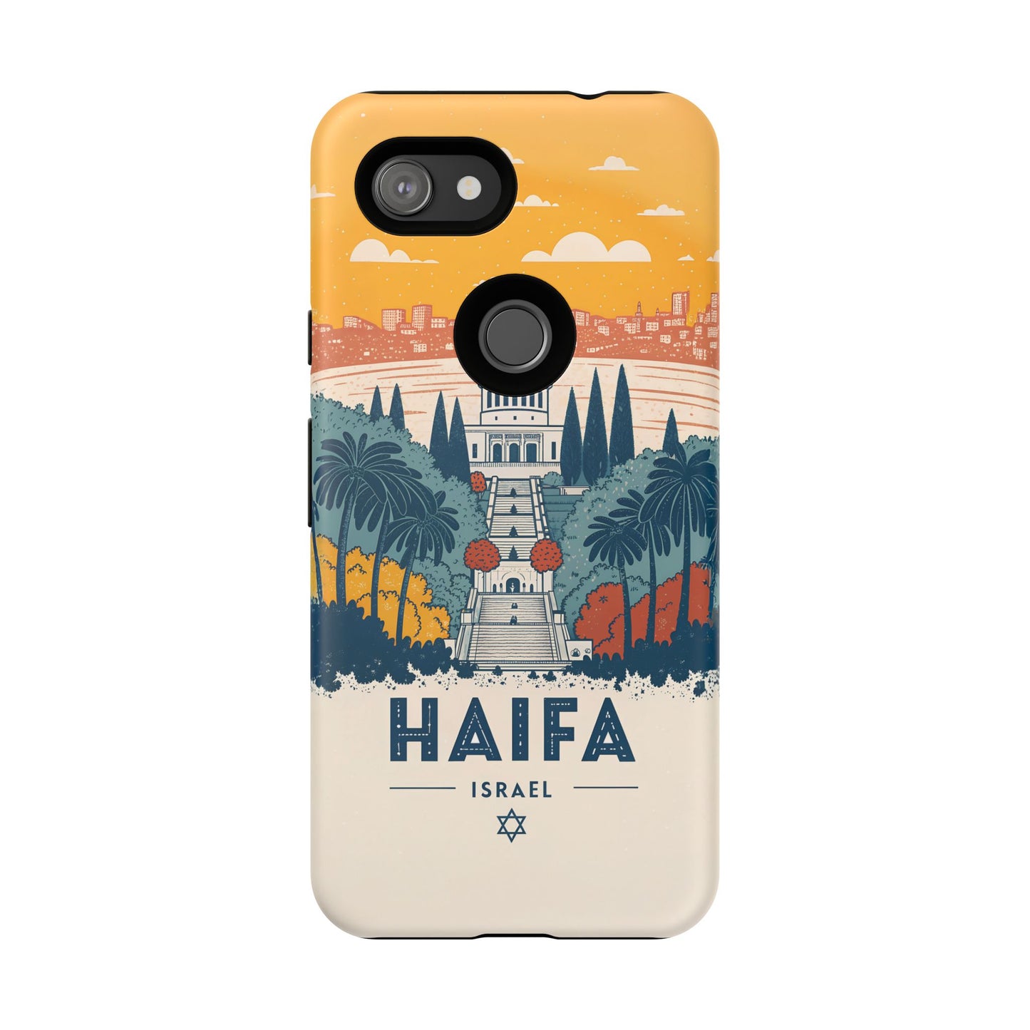 Haifa – Retro Hage og Skyline Mobildeksel