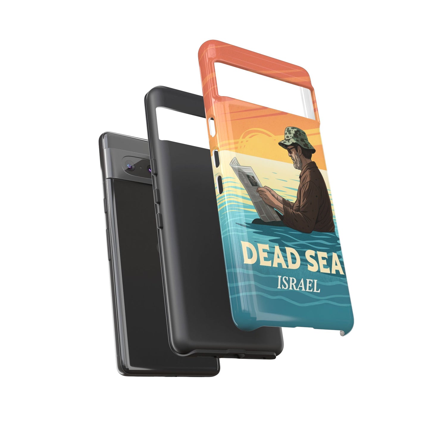 Dødehavet – Solnedgang og Flytende Mann Mobildeksel