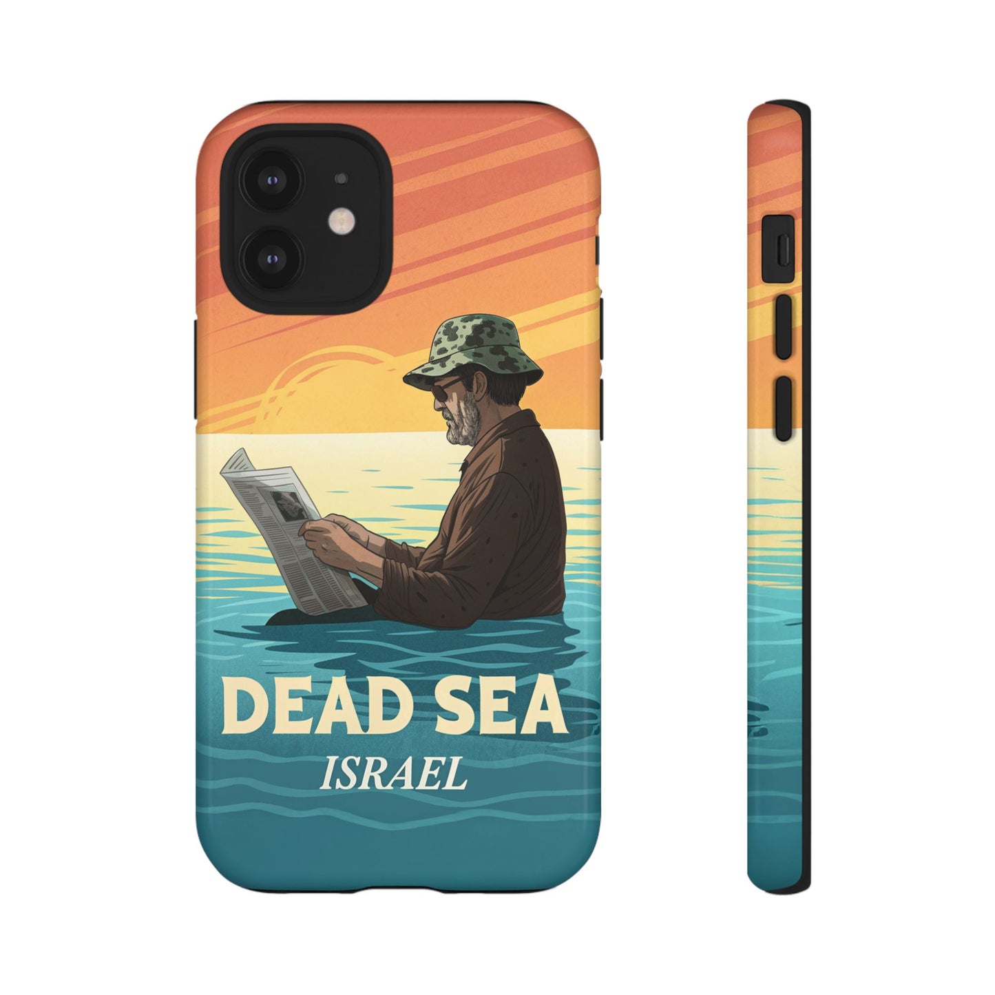Dødehavet – Solnedgang og Flytende Mann Mobildeksel