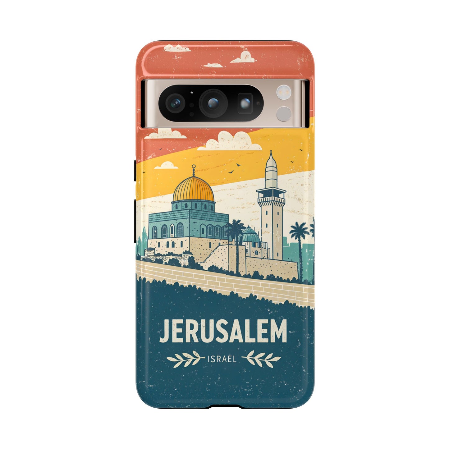 Jerusalem Retro Skyline – Israel Mobildeksel