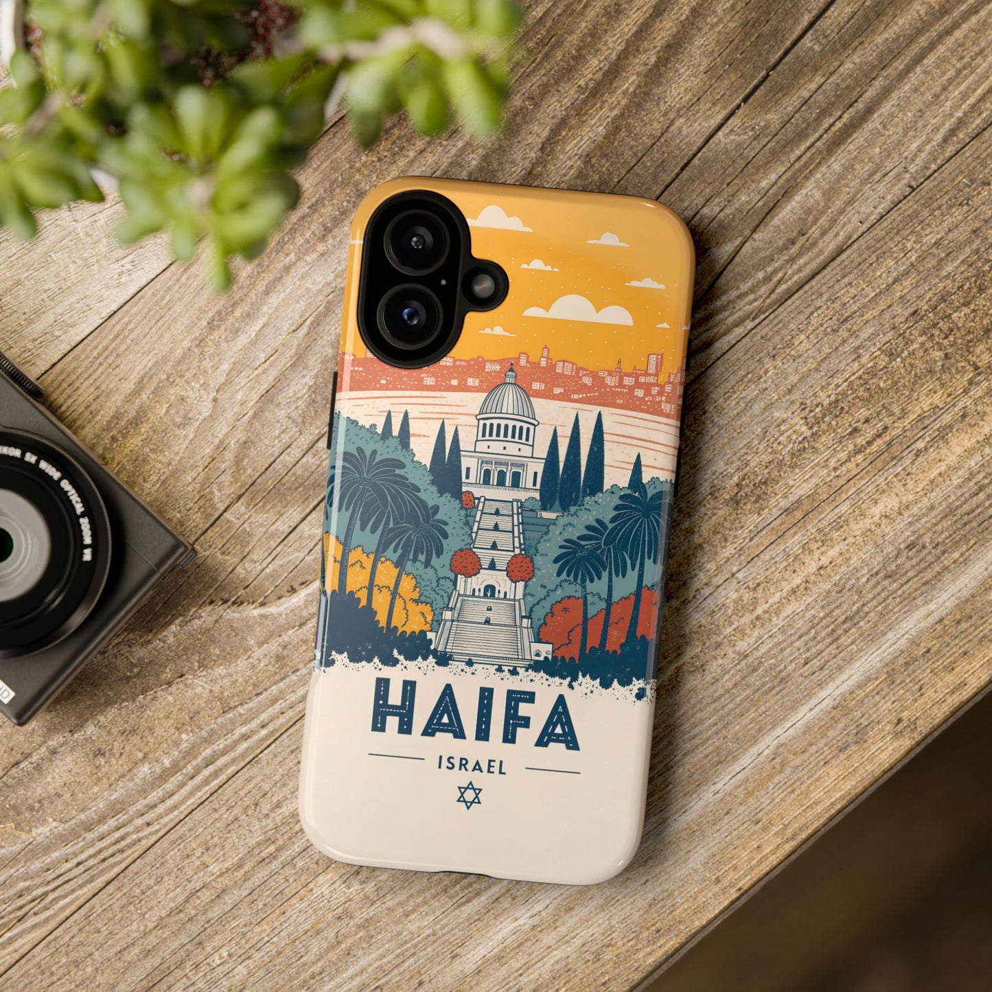 Haifa – Retro Hage og Skyline Mobildeksel