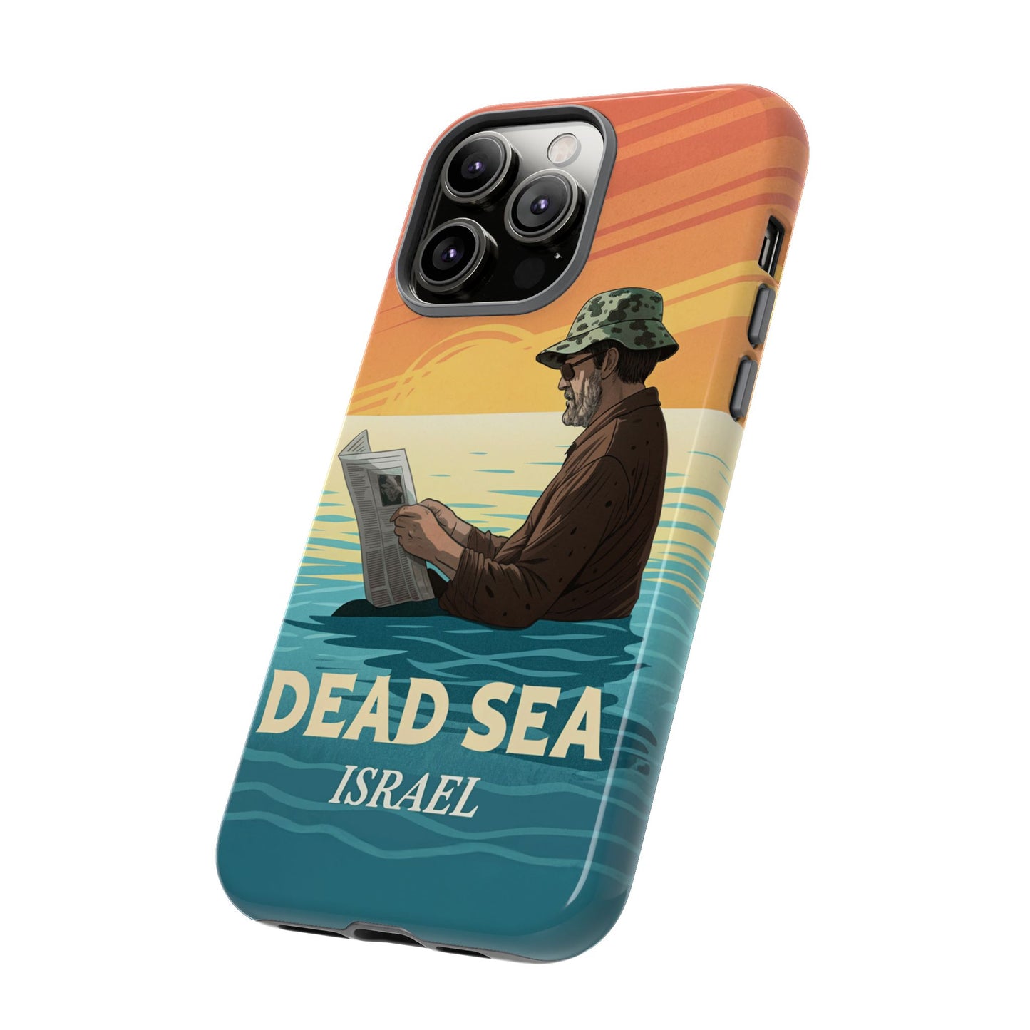 Dødehavet – Solnedgang og Flytende Mann Mobildeksel