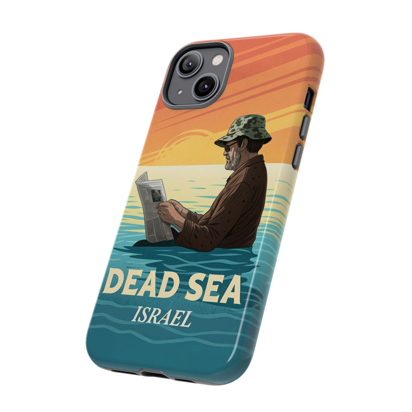 Dødehavet – Solnedgang og Flytende Mann Mobildeksel