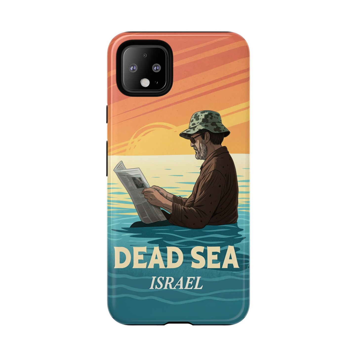 Dødehavet – Solnedgang og Flytende Mann Mobildeksel