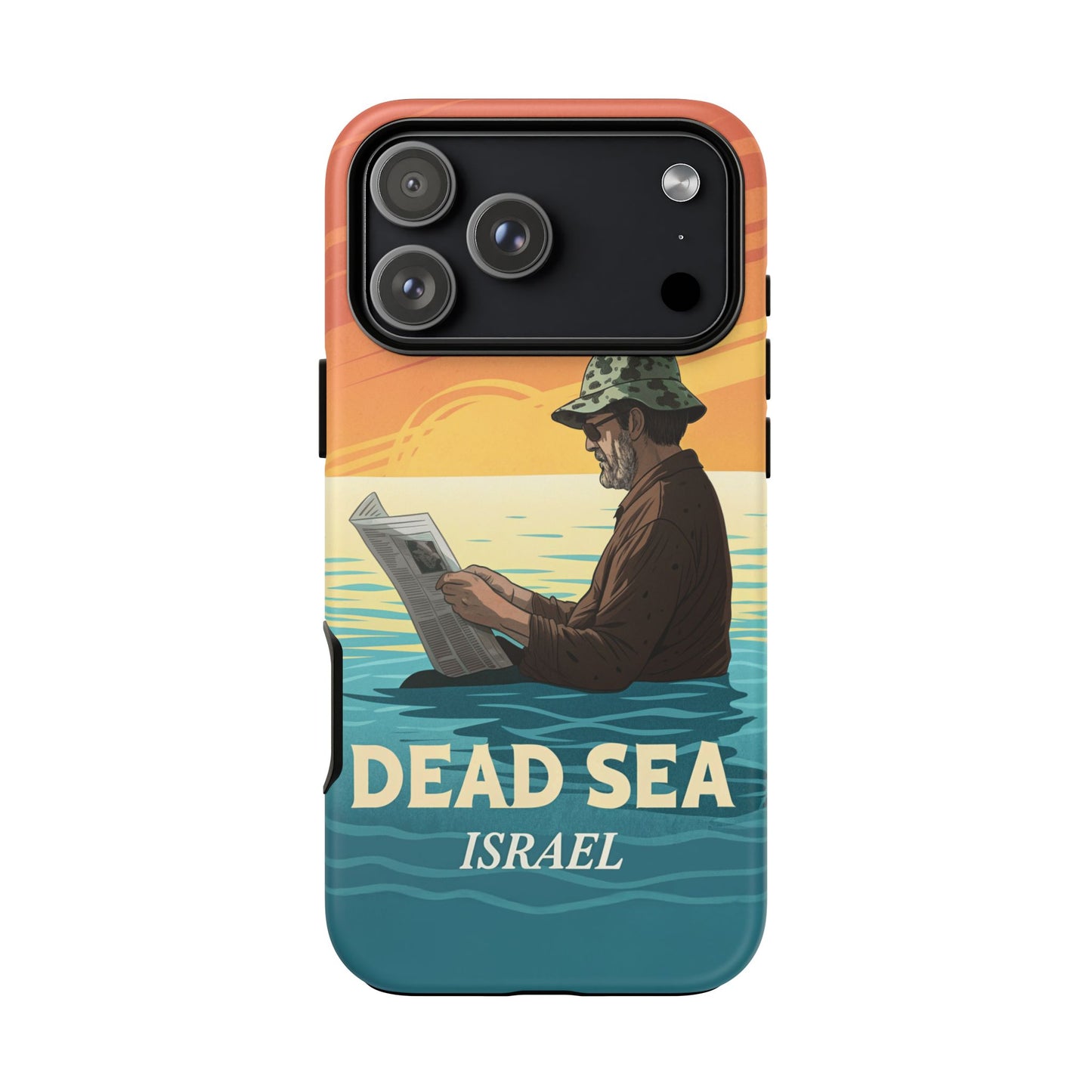 Dødehavet – Solnedgang og Flytende Mann Mobildeksel