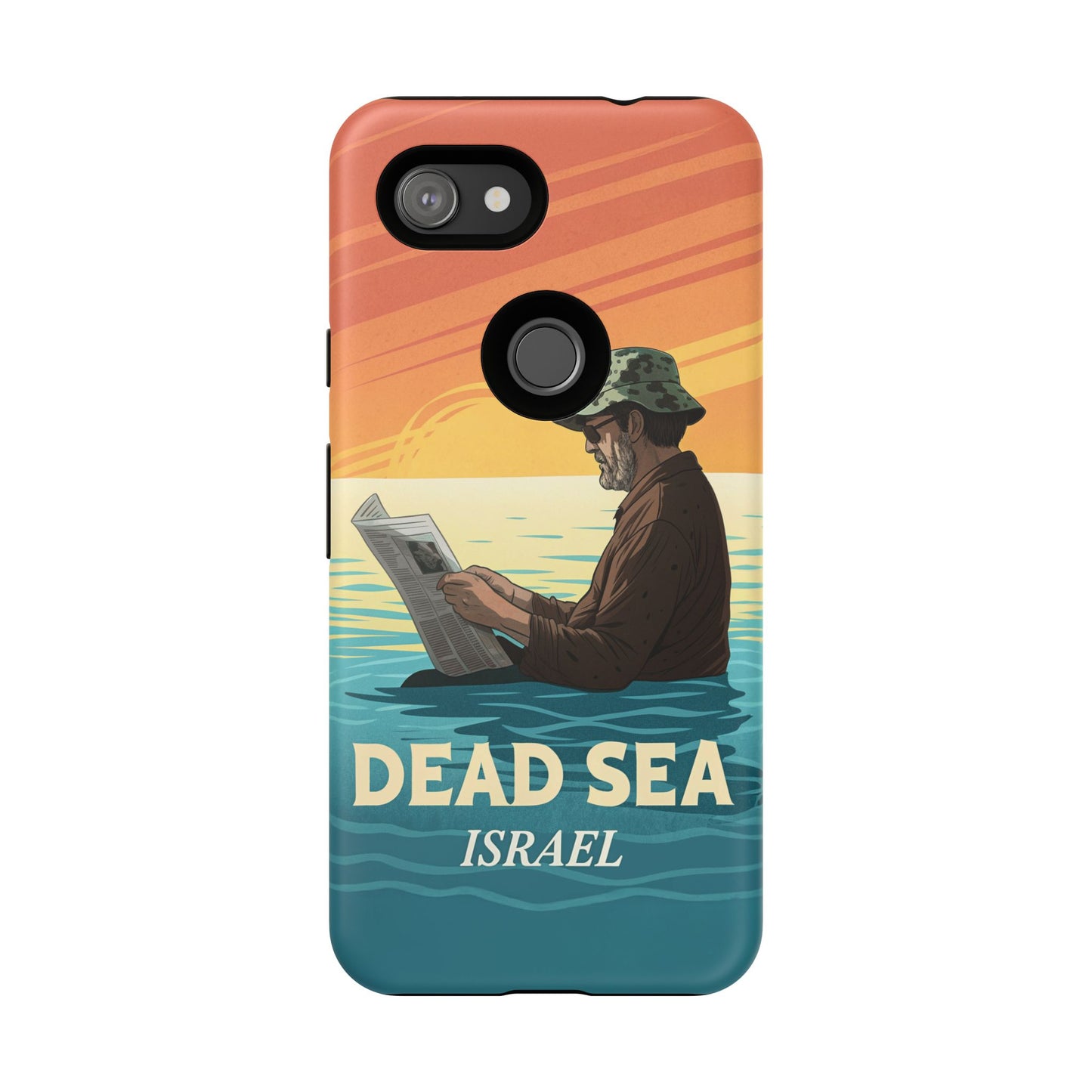 Dødehavet – Solnedgang og Flytende Mann Mobildeksel