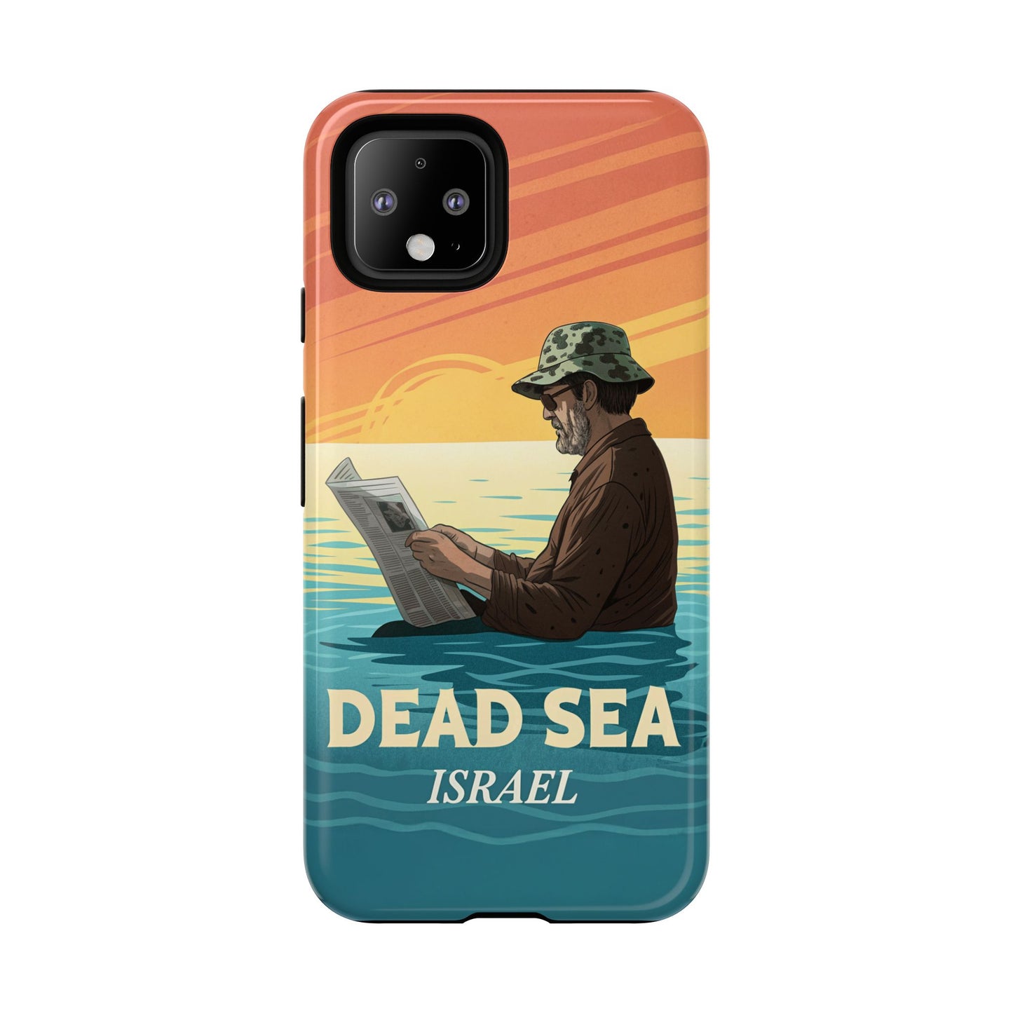 Dødehavet – Solnedgang og Flytende Mann Mobildeksel