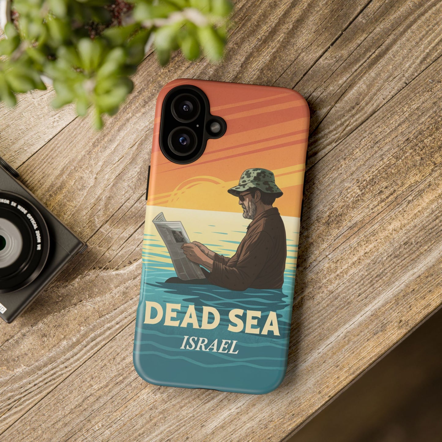 Dødehavet – Solnedgang og Flytende Mann Mobildeksel
