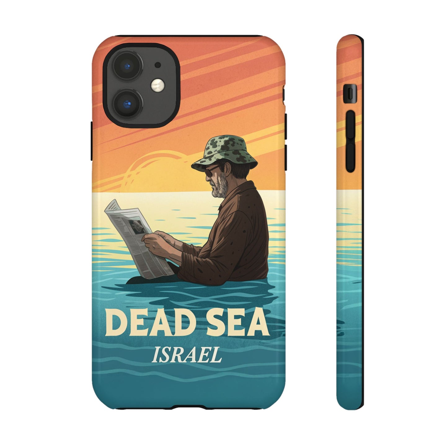 Dødehavet – Solnedgang og Flytende Mann Mobildeksel