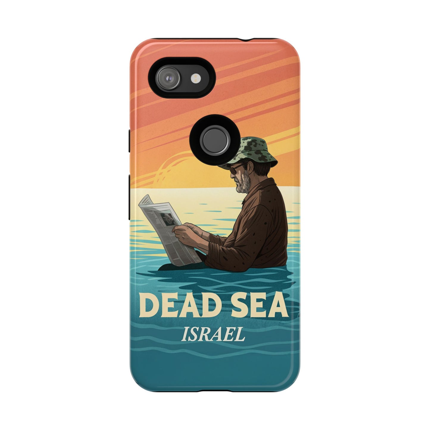 Dødehavet – Solnedgang og Flytende Mann Mobildeksel