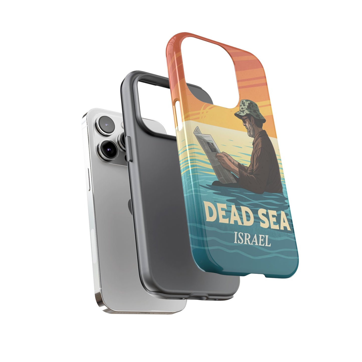 Dødehavet – Solnedgang og Flytende Mann Mobildeksel