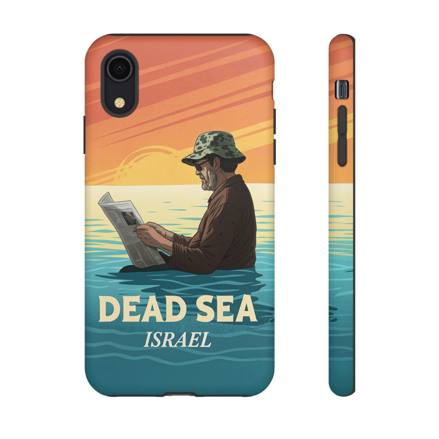 Dødehavet – Solnedgang og Flytende Mann Mobildeksel