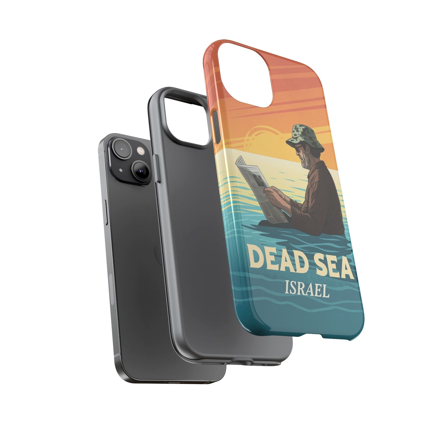 Dødehavet – Solnedgang og Flytende Mann Mobildeksel