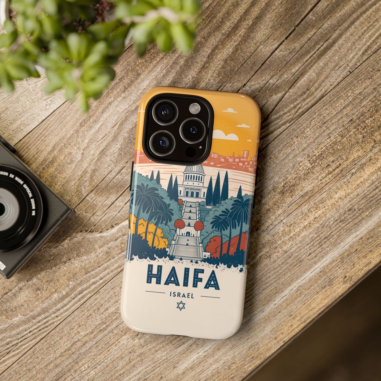 Haifa – Retro Hage og Skyline Mobildeksel