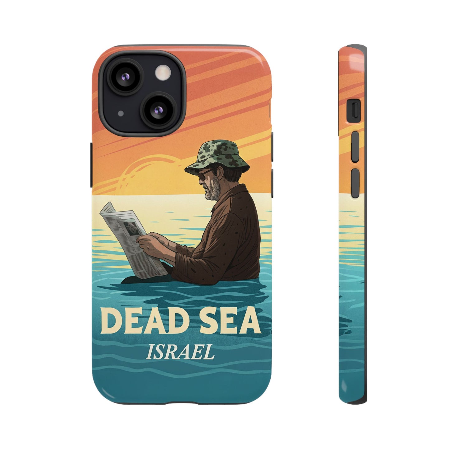 Dødehavet – Solnedgang og Flytende Mann Mobildeksel