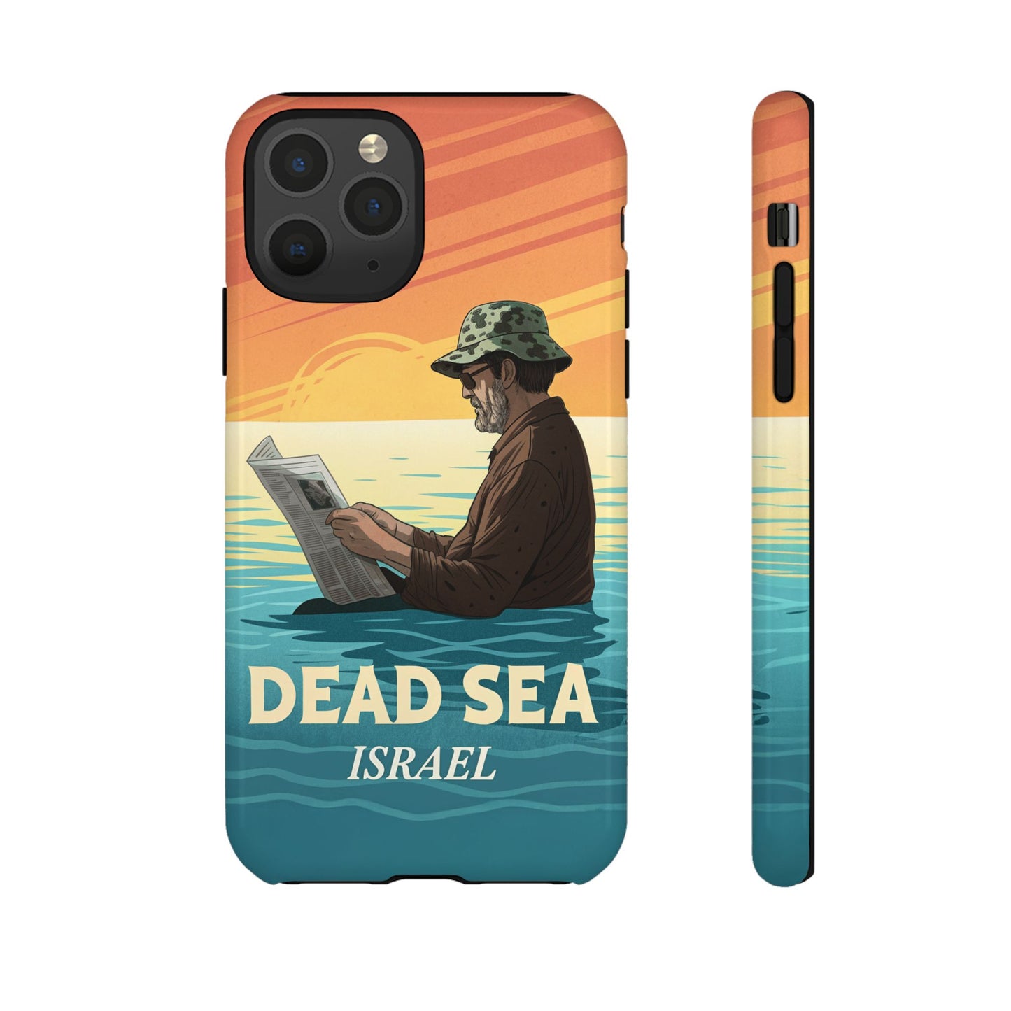 Dødehavet – Solnedgang og Flytende Mann Mobildeksel